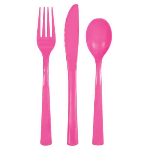 18 Sortido de Talheres Rosa Choque