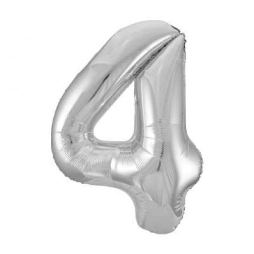 Balão Foil 86cm Prateado Número 4