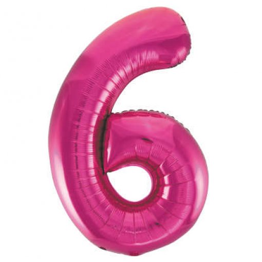 Balão Foil 86cm Rosa Número 6