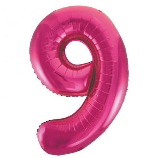Balão Foil 86cm Rosa Número 9