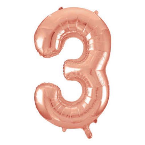 Balão Foil 86cm Rose Gold Número 3