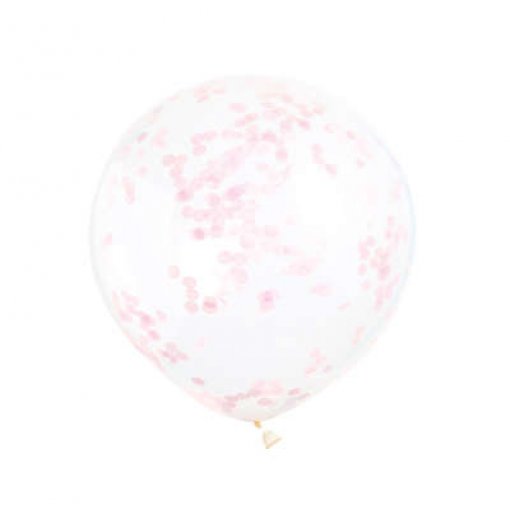 6 Balões Latex 12'' com confettis Rosa Claro