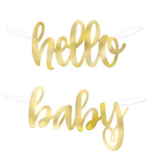 Grinalda Papel 'Hello Baby' Dourado Foil