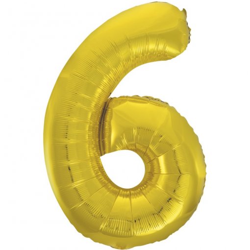 Balão Foil 86cm Dourado Clássico Número 6