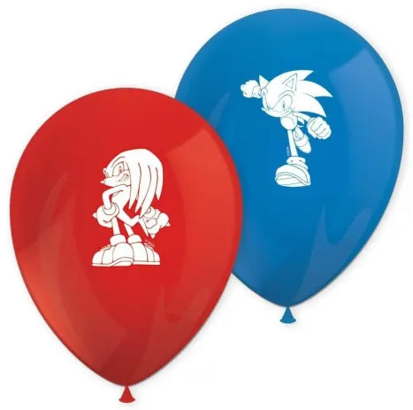 8 Balões Latex 28cm Sonic The Hedgehog