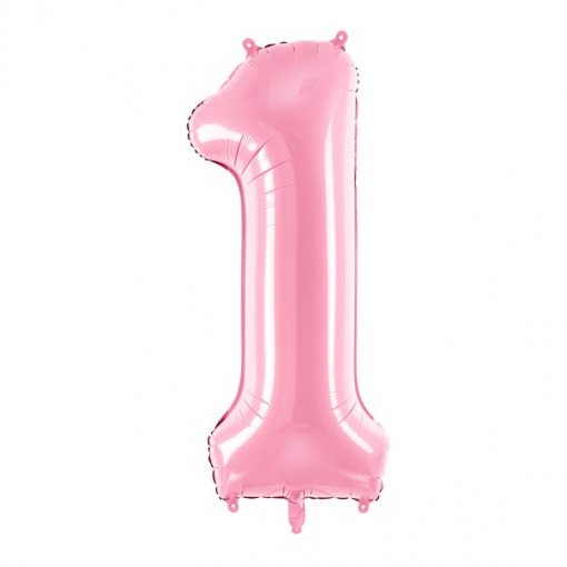 Balão Foil 86cm Rosa Claro Número 1