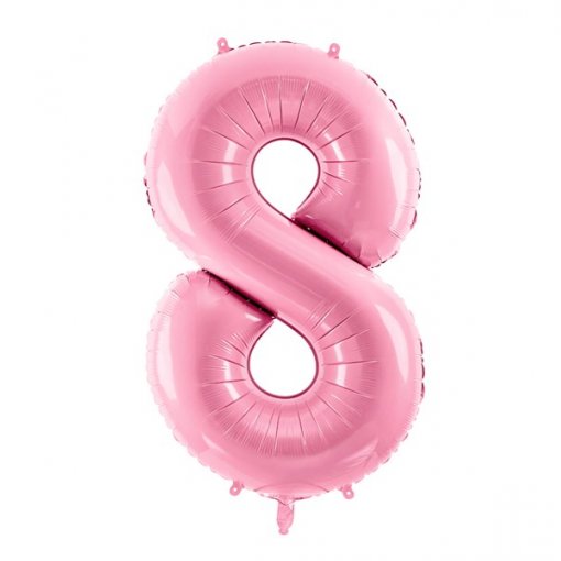 Balão Foil 86cm Rosa Claro Número 8