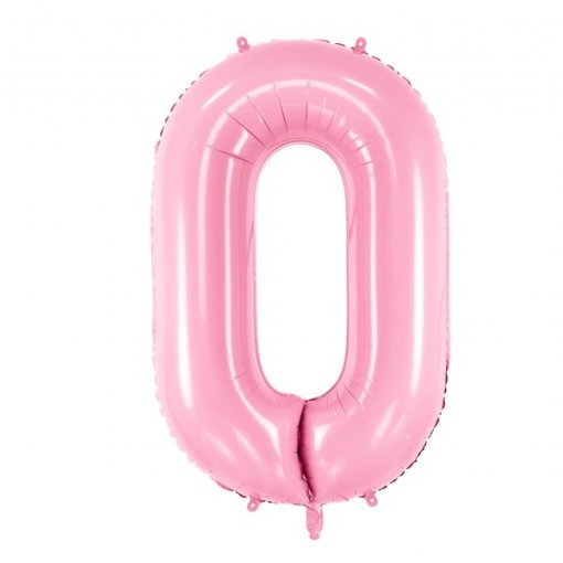 Balão Foil 86cm Rosa Claro Número 0