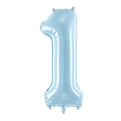 Balão Foil 86cm Azul Claro Número 1
