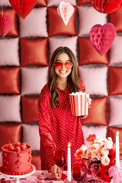6 Caixas de Pipocas Riscas Vermelho e Rosa
