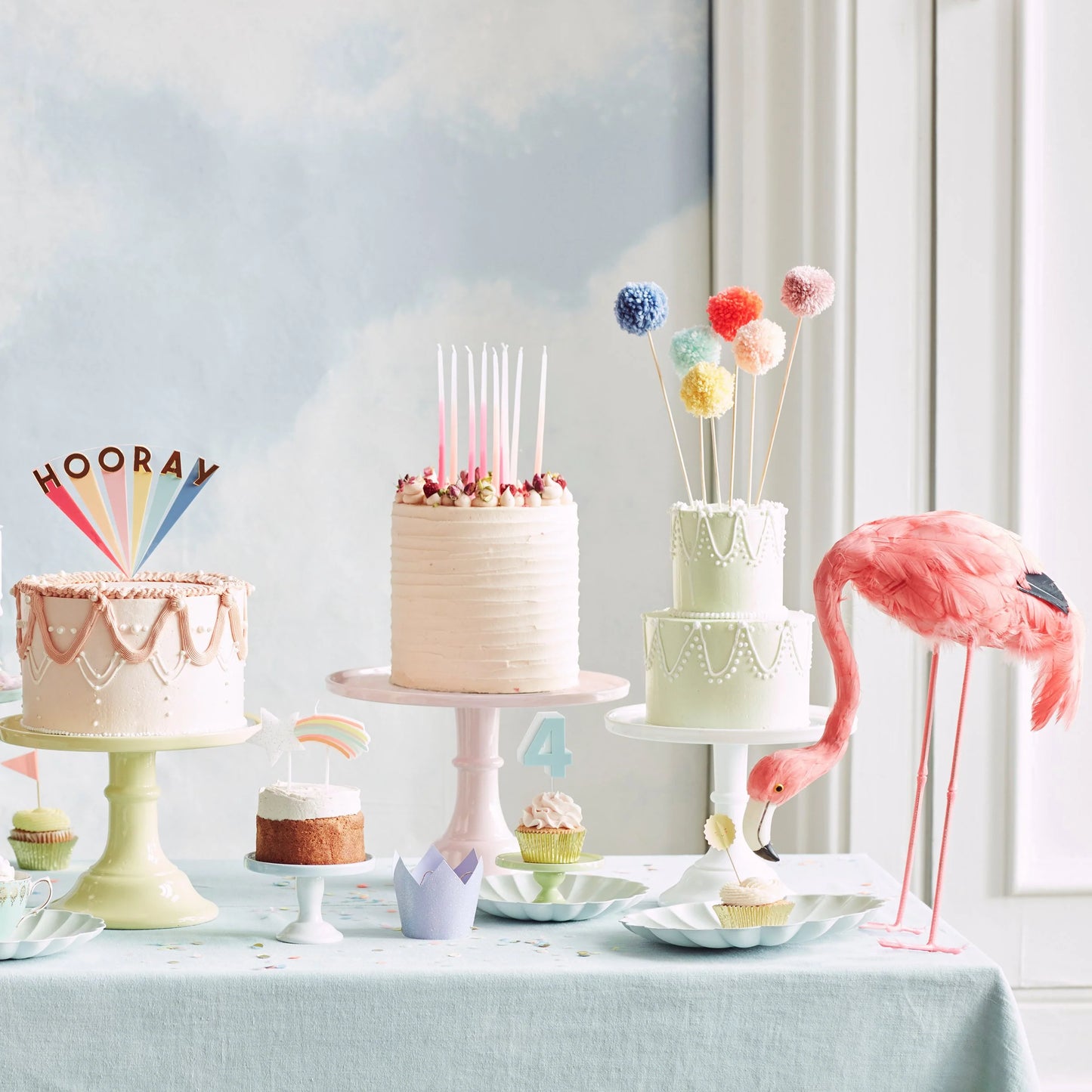 6x Toppers com pom pom colorido