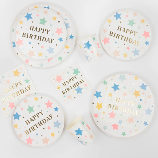 Feliz Aniversário Estrelas grandes guardanapos grandes (x 16)