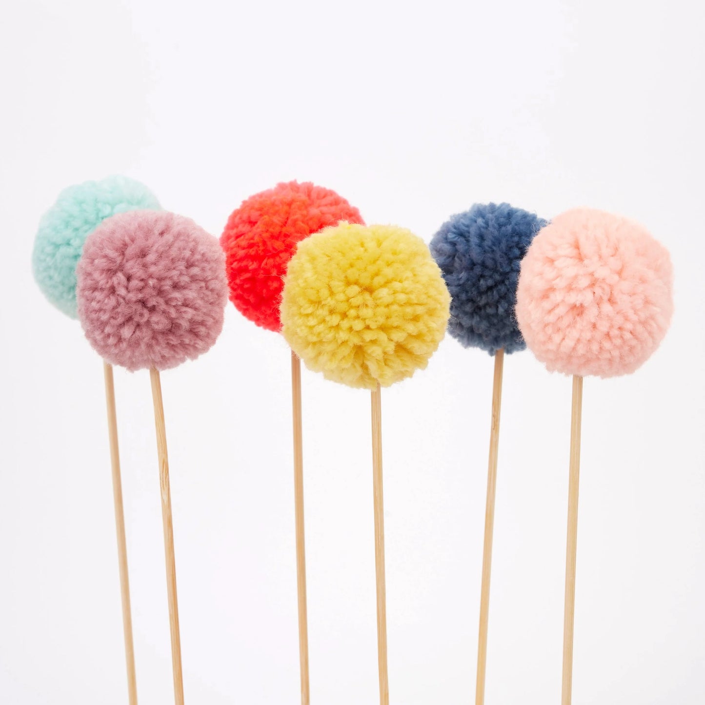 6x Toppers com pom pom colorido