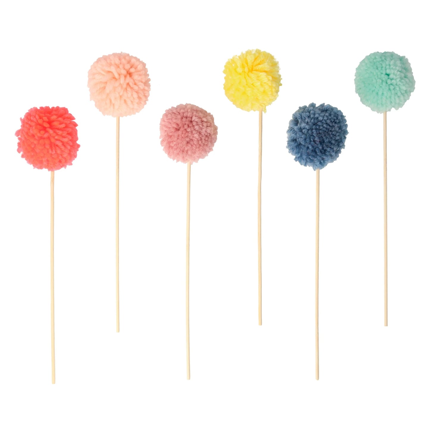 6x Toppers com pom pom colorido