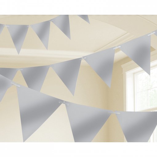 Bandeira Triangular Papel 4,5m Prateado