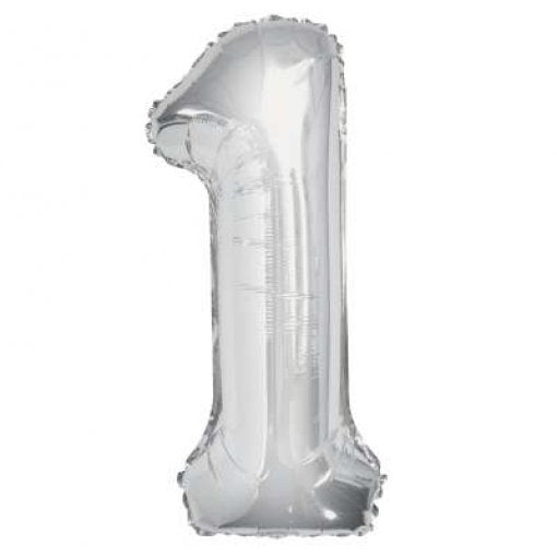 Balão Foil 86cm Prateado Número 1
