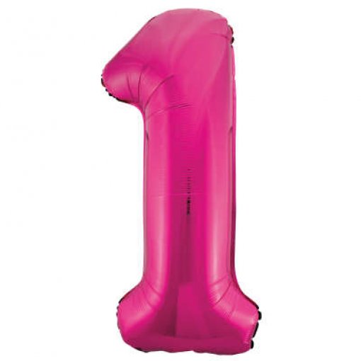 Balão Foil 86cm Rosa Número 1