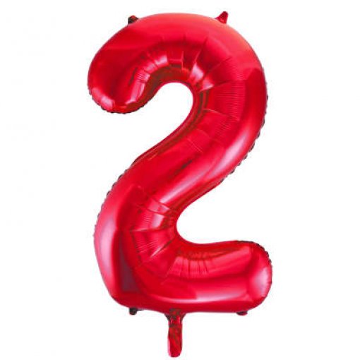 Balão Foil 86cm Vermelho Número 2