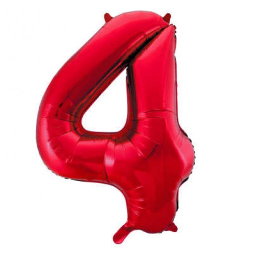 Balão Foil 86cm Vermelho Número 4