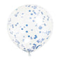 6 Balões Latex 12'' com confettis Azul Médio