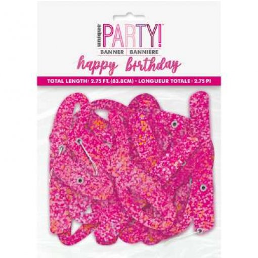 2 Grinaldas Papel 'Happy Birthday' Glitz Pink Glitter