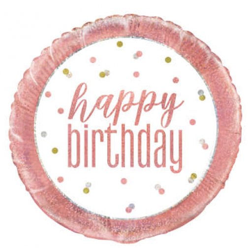 Balão foil 18'' Glitzy Rose Gold Birthday Foil