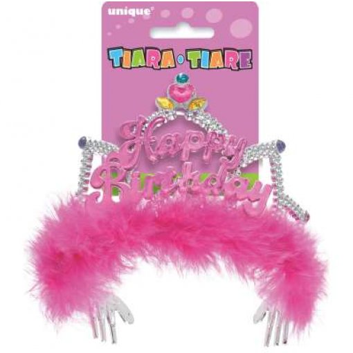 Tiara 'Happy Birthday' Pluma Rosa