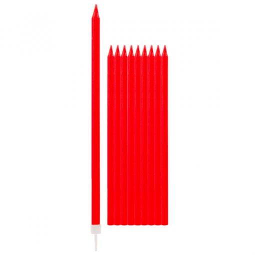 10 Velas de Aniversário 15,5cm Vermelho