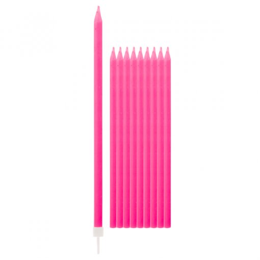 10 Velas de Aniversário 15,5cm Rosa Choque