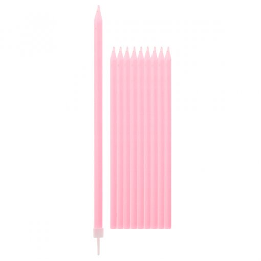 10 Velas de Aniversário 15,5cm Rosa Claro