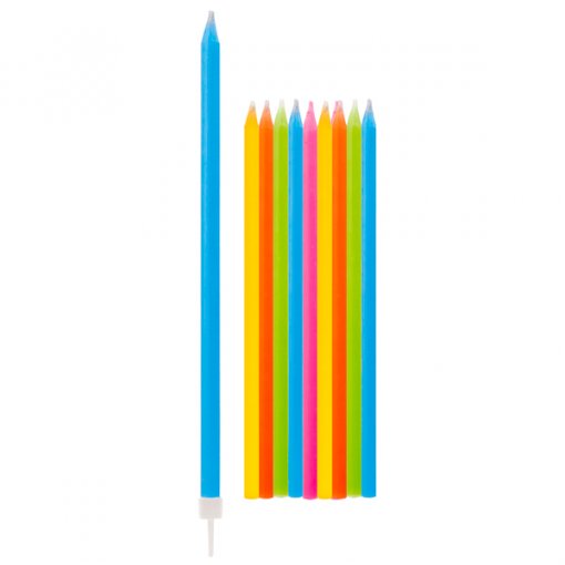 10 Velas de Aniversário 15,5cm Cor Sortido