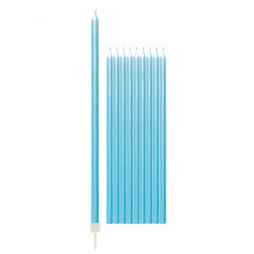 10 Velas de Aniversário 15,5cm Azul Claro Perlado