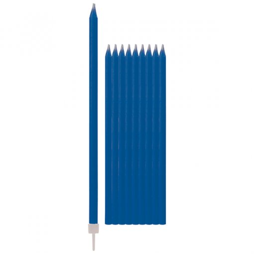 10 Velas de Aniversário 15,5cm Azul Escuro