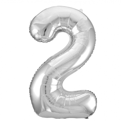 Balão Foil 86cm Prateado Número 2