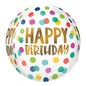 Balão Foil Orbz Happy Birthday Happy Dots