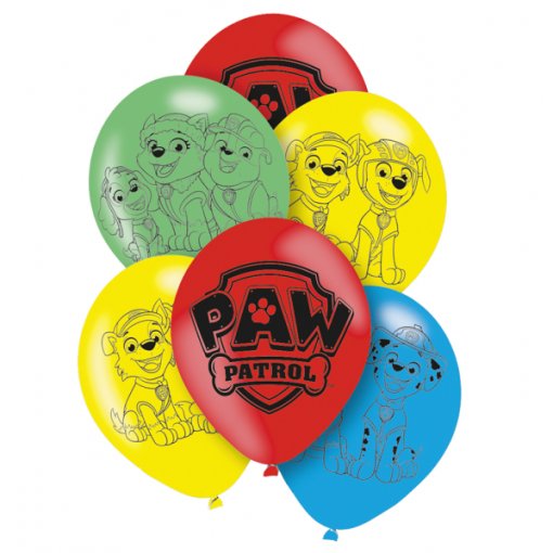 6 Balões Latex 11'' Patrulha Pata NEW