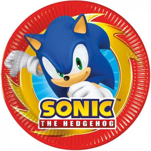 8 Pratos 20cm Sonic The Hedgehog