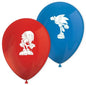8 Balões Latex 28cm Sonic The Hedgehog