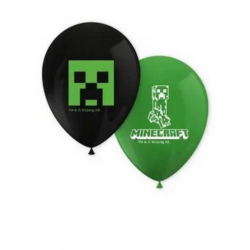 8 Balões Latex 28cm Minecraft