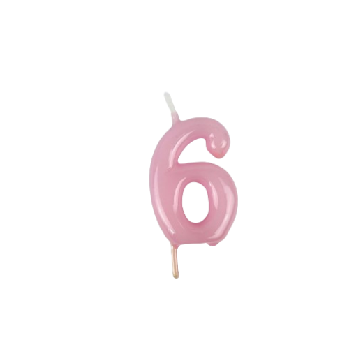 Vela Aniversário 6cm Rosa Pastel nº6