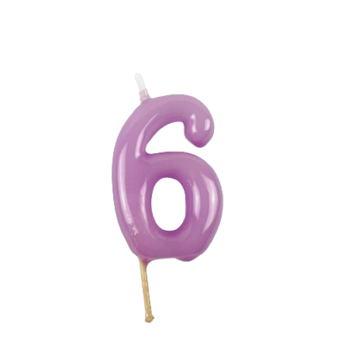 Vela Aniversário 6cm Lilás nº6