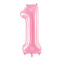 Balão Foil 86cm Rosa Claro Número 1