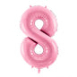 Balão Foil 86cm Rosa Claro Número 8