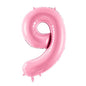 Balão Foil 86cm Rosa Claro Número 9