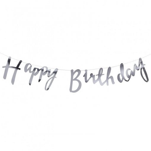 Grinalda Happy Birthday Prateada