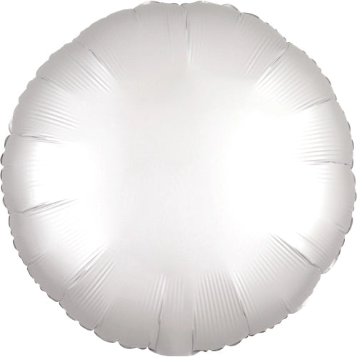 STANDARD "SATIN LUXE WHITE" FOIL BALLOON ROUND, S15, PACKED, 43CM