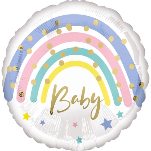 STANDARD PASTEL RAINBOW BABY FOIL BALLOON S40 PACKAGED