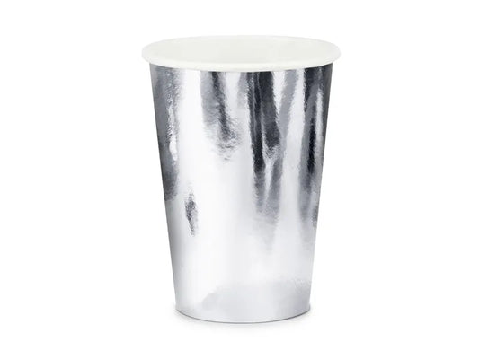 6 Copos 220ml Prateado Foil