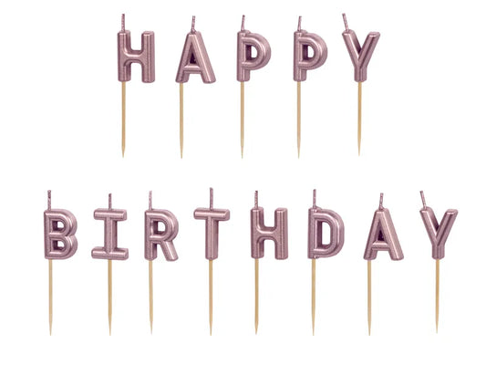 13 Velas Aniversário Happy Birthday Rose Gold