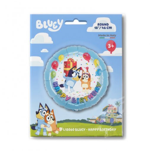 Balão Foil 46cm Happy Birthday Bluey e Bingo